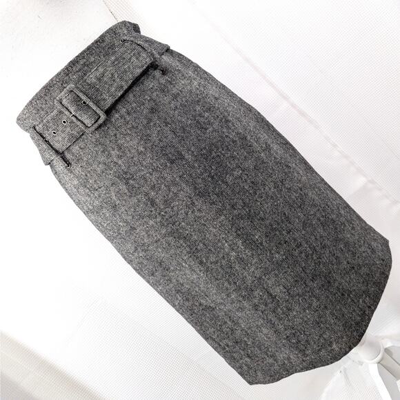 DALIA COLLECTION! FINE WOOL BLEND, BLACK & WHITE TWEED HIGH WAIST SKIRT! SZ 8 - Picture 1 of 9